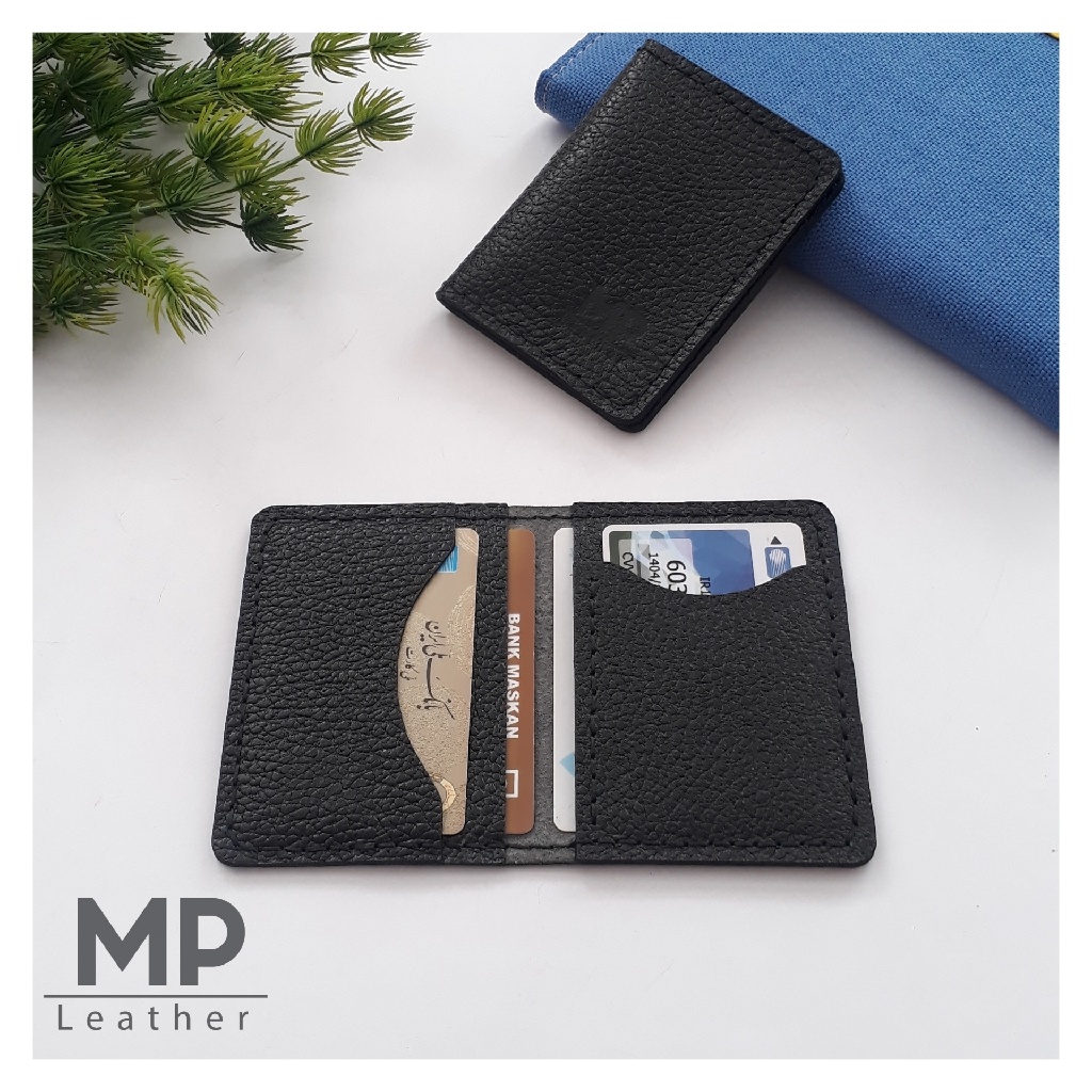 کیف کارت مشکی چرم دستدوز
