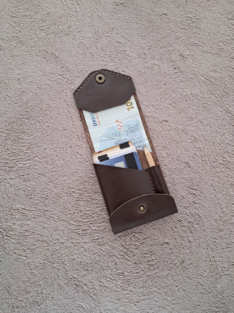 کیف ترند، کیف کارت و اسکناس چرم گاوی دستدوز