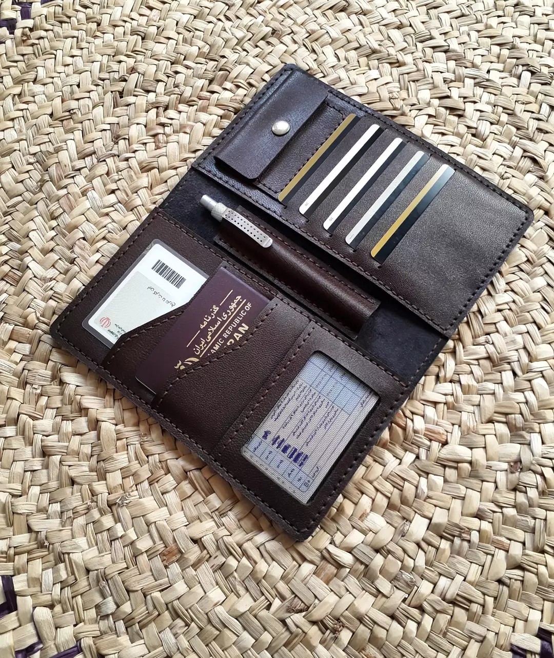کیف مدارک و پاسپورت مردانه چرم دستدوز
