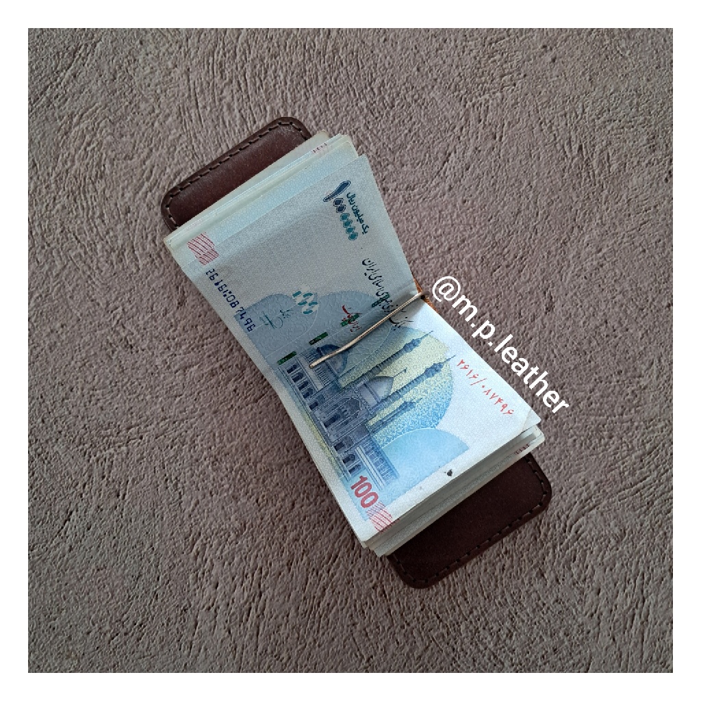 کیف کارت با دلارگیر چرم گاوی دستدوز